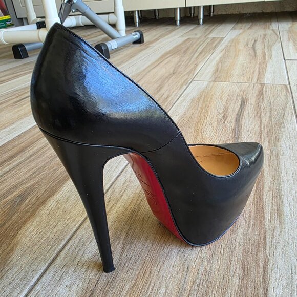 Christian Louboutin Daffodile 160 KID Black Leather Platform Shoes Eur. 37.5 - Picture 8 of 14